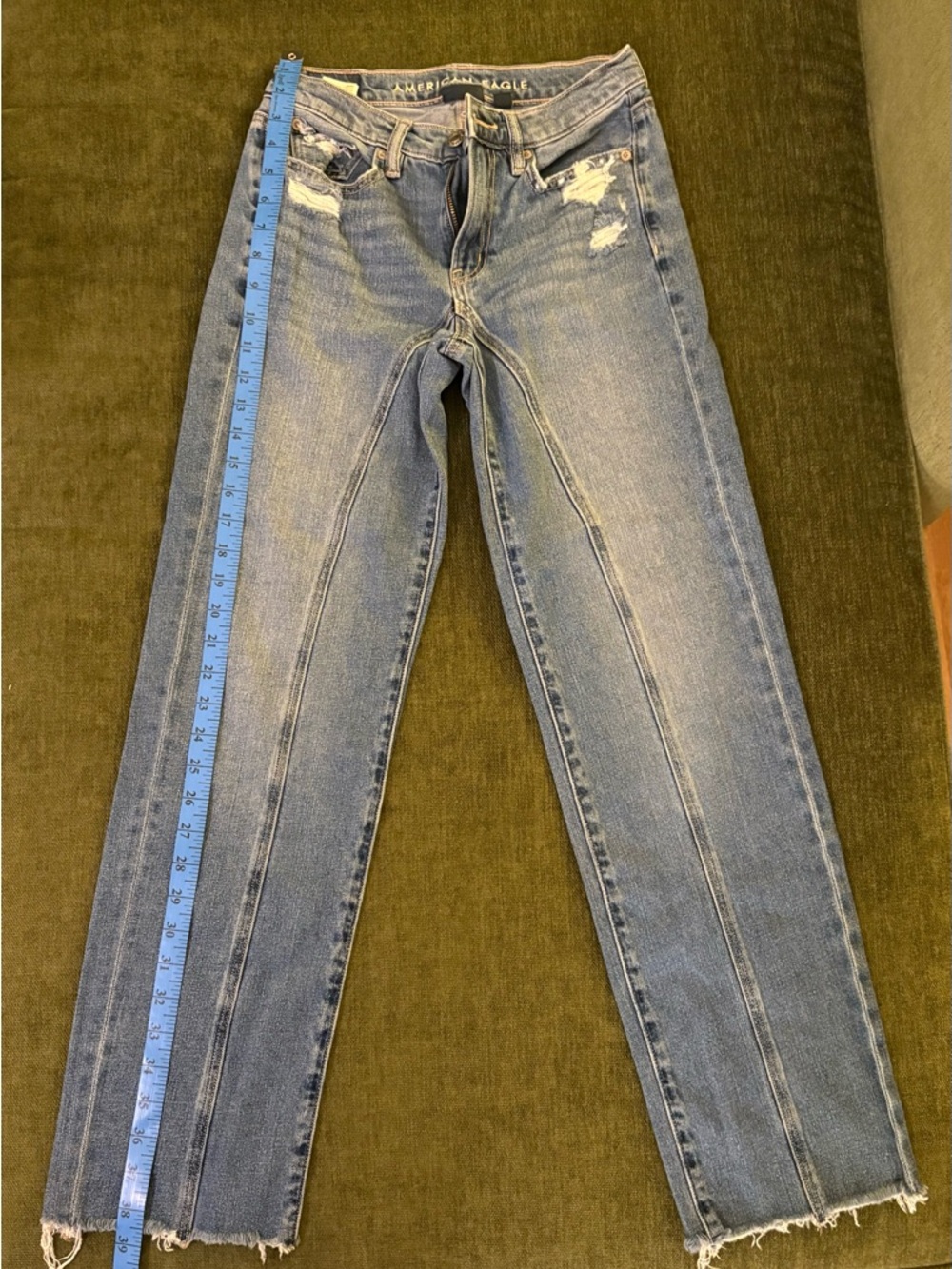 American Eagle Outfitters Women's Light Blue Straight Leg Jeans